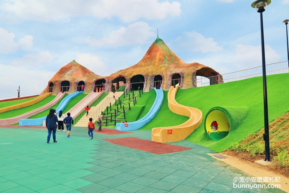 玩起來~竹南獅山親子公園，火炎山溜滑梯、蘑菇屋、鳥巢鞦韆超好玩