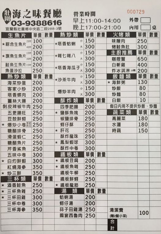 【宜蘭】壯圍海之味餐廳，五元生魚片好吃嗎(2023菜單)
