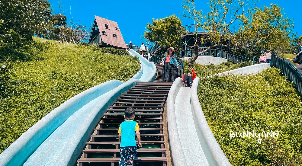 新竹青青草原(櫻花大道)磨石子溜滑梯，園區地圖路線推薦