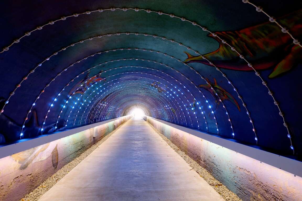高雄旗津星空隧道，漫步海底世界，美拍十二星座夜空，海邊的秘密通道