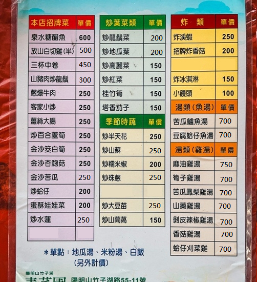 陽明山上的青菜園，竹子湖每天客滿的土雞城 (2023菜單)